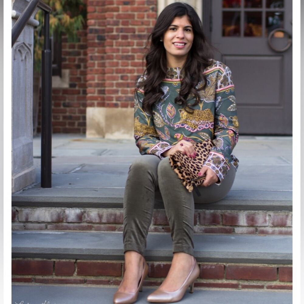 J. Crew Top XXS Safari Green Leopard Boatneck long sleeve Blogger Favorite
